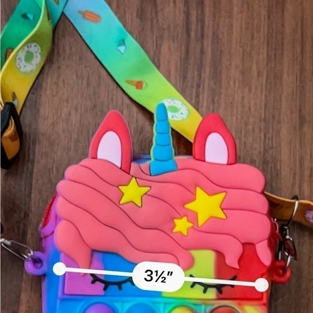 Unicorn Pop It Youth Multicolored Crossbody Small Bag